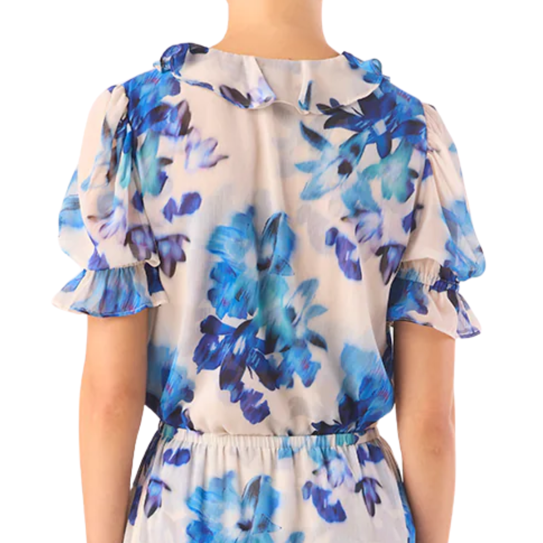 Connie Top in Blurred Bouquet Chiffon