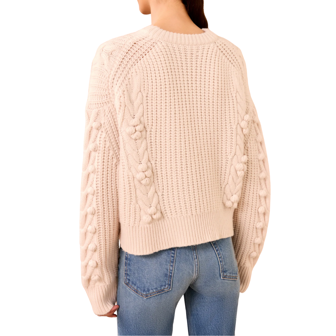 Indra Cable Knit Pullover in Alabaster