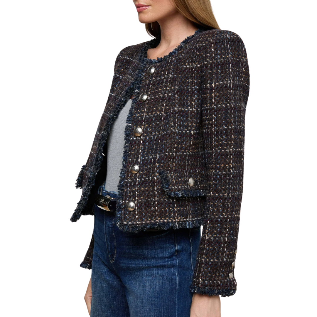 Zaya Tweed Jacket in Midnight Brown Multi Tweed