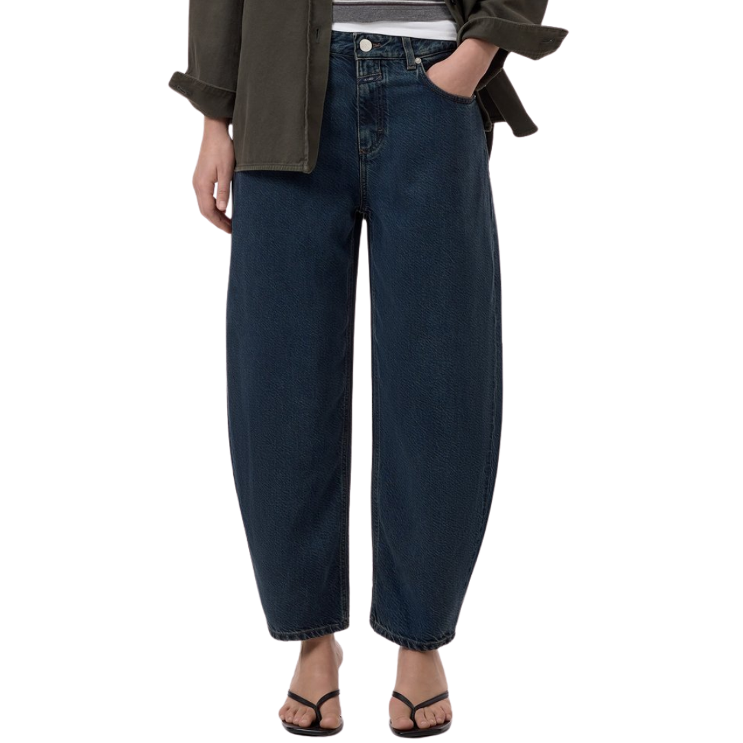 Jazzie Barrel Jeans in Dark Blue
