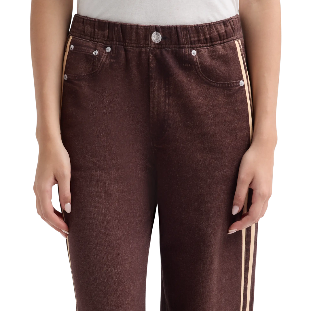 Miramar Sport Stripe Track Pant in Chocolate