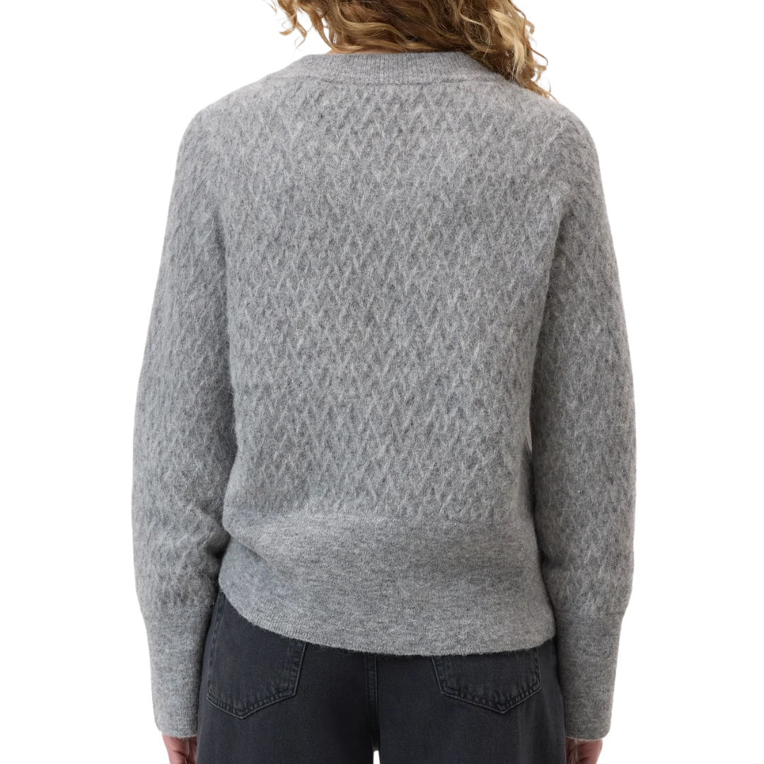 V-Neck Long Sleeve in Light Grey Melange