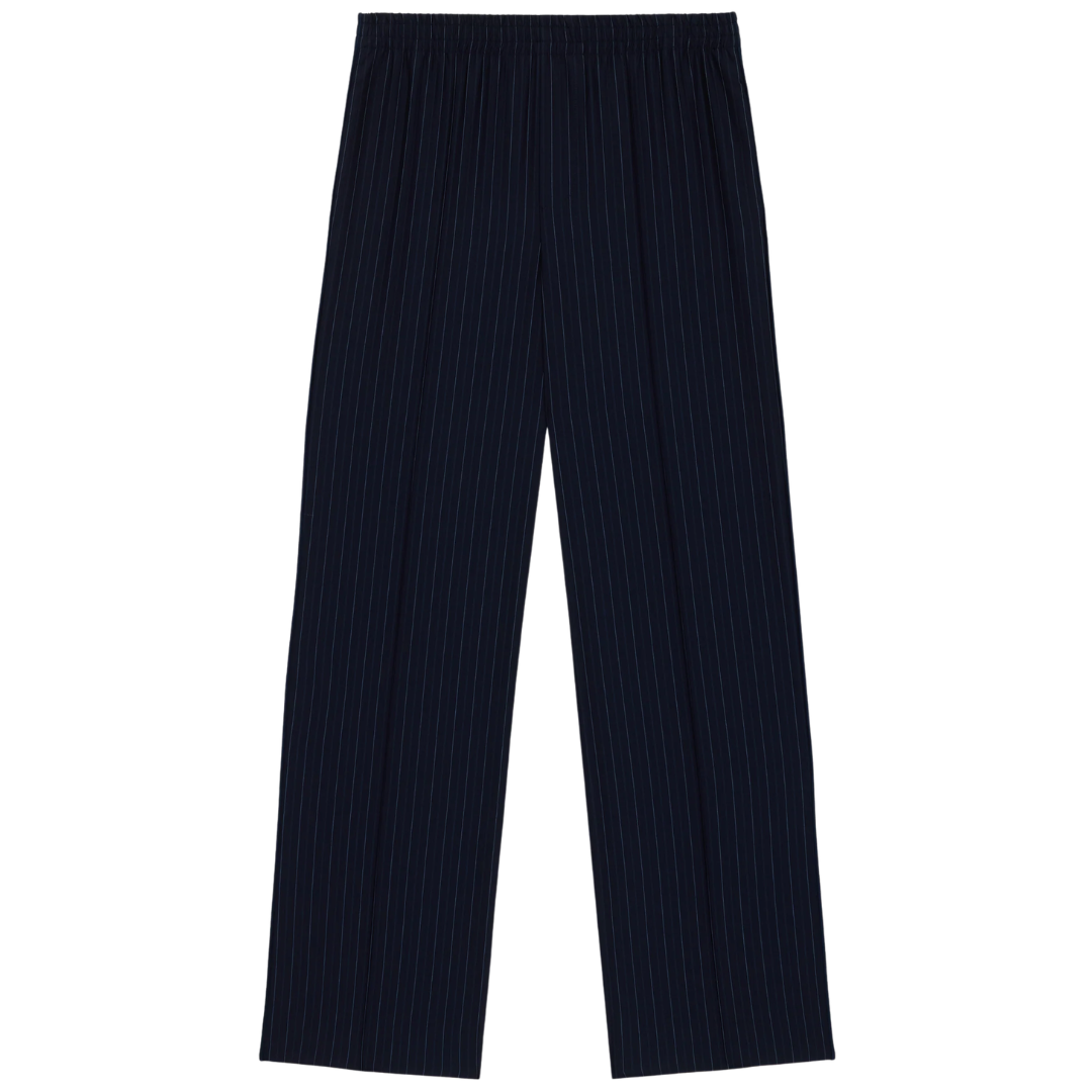 The Chaplin Trouser in Midnight Pinstripe