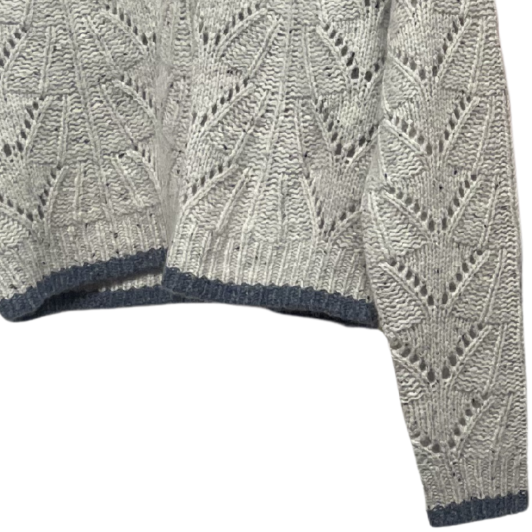 Boxy Shell Stitch Tipped Crew in Husky/River