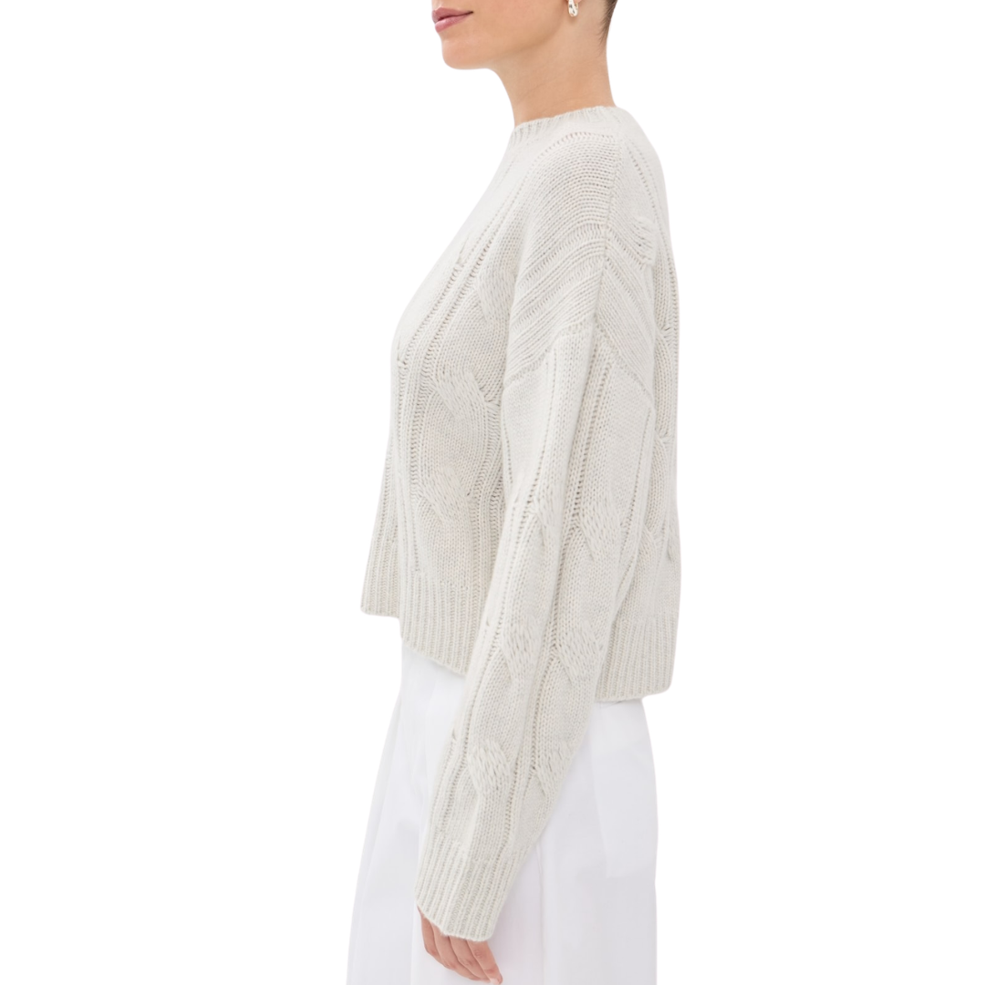 Tristan Cashmere Crewneck Pullover in Blizzard