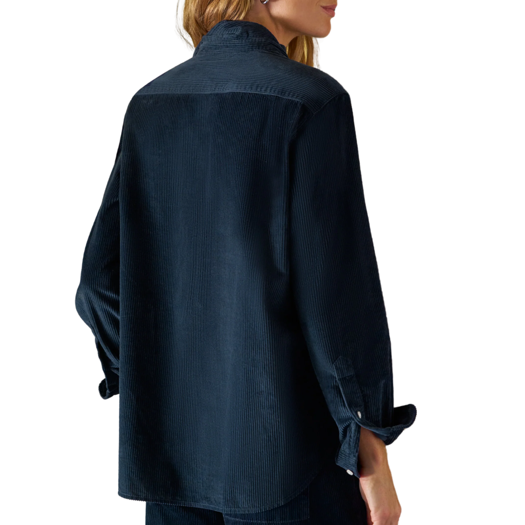 Eileen Relaxed Button-Up Shirt in Classic Navy Corduroy