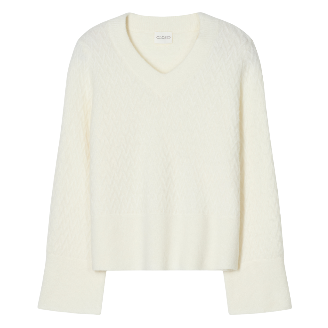 V-Neck Long Sleeve in Ivory