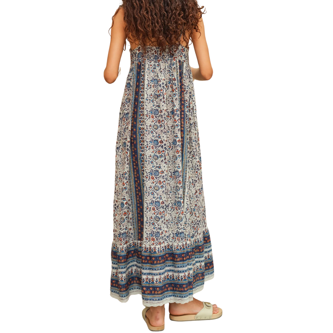 Cass Maxi Sundress in Indigo/Rust