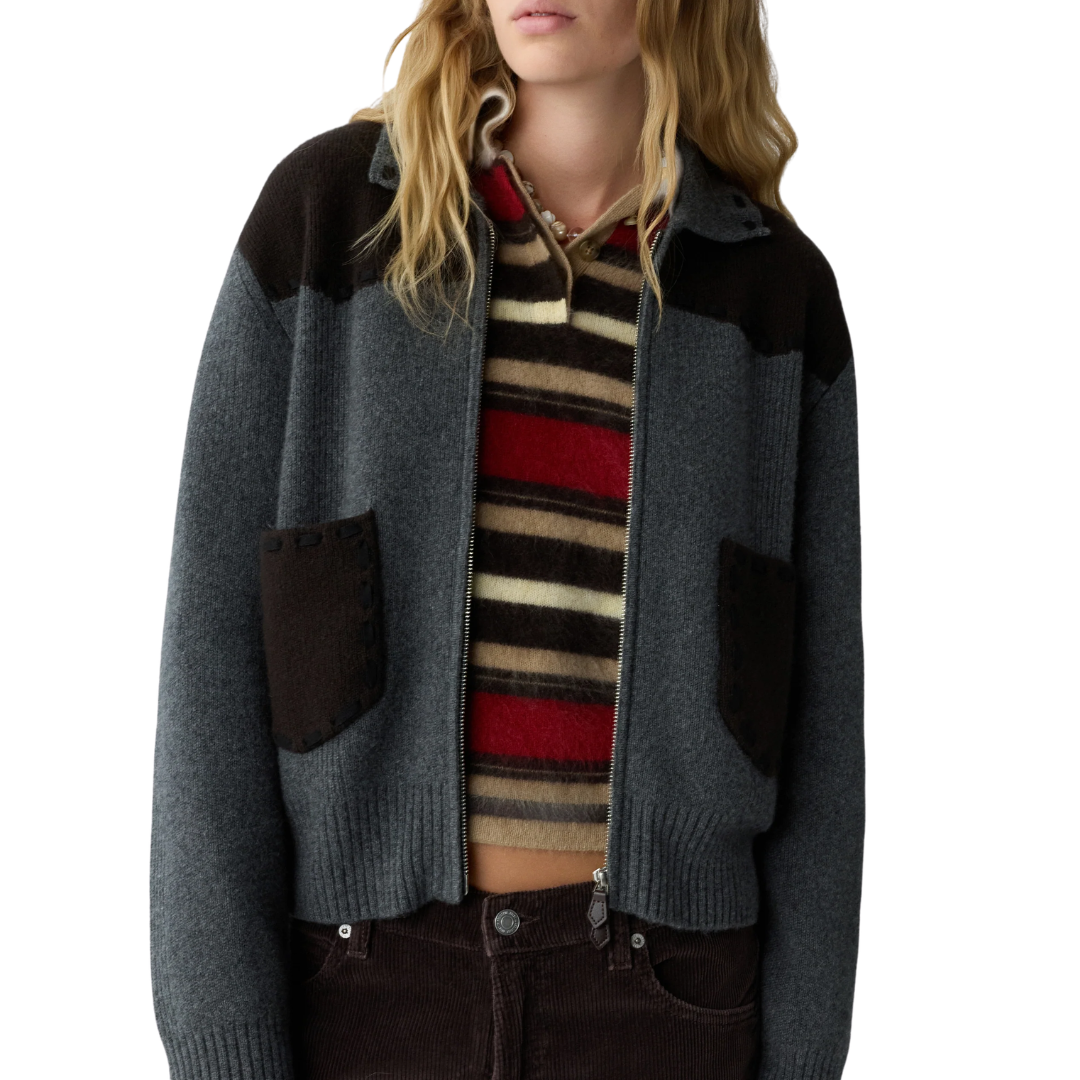 Saddle Up! Jacket in Charcoal/Burnt Cocoa