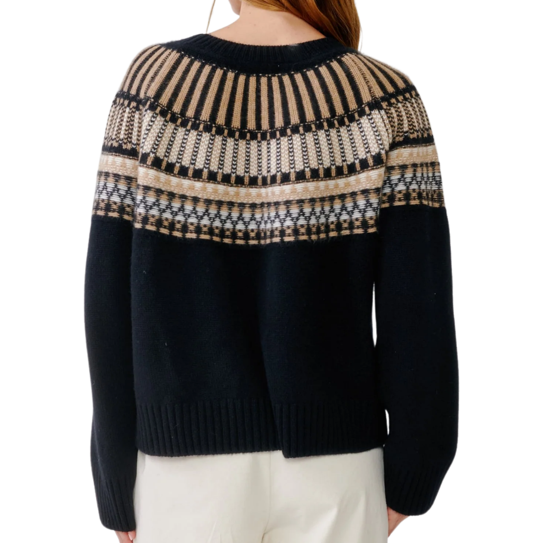 Finley Slouchy Fairisle Crewneck in Black Fairisle