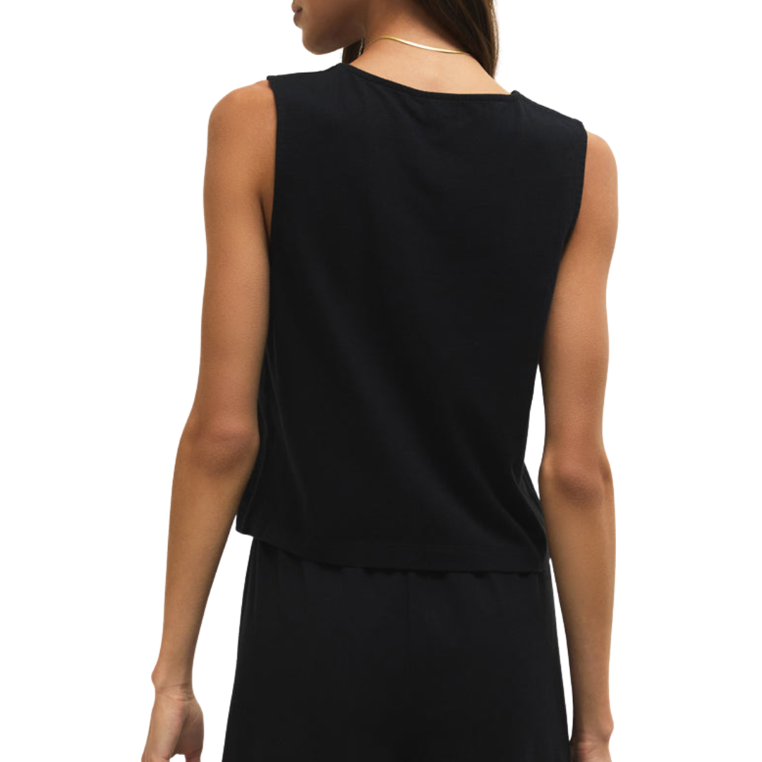 Noelle Jersey Sleeveless Top in True Black