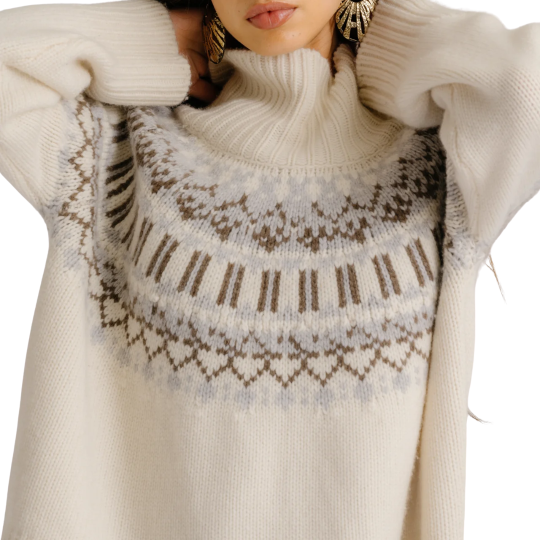 Scottie Slouchy Fair Isle Mock in Gardenia