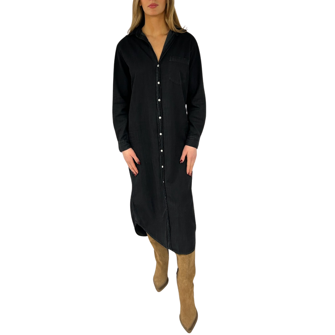 Rory Maxi Shirtdress in Overdye Black