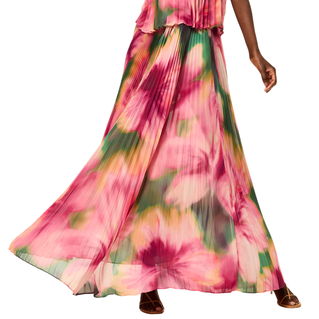 Ilona Skirt in Blurred Hibiscus Chiffon