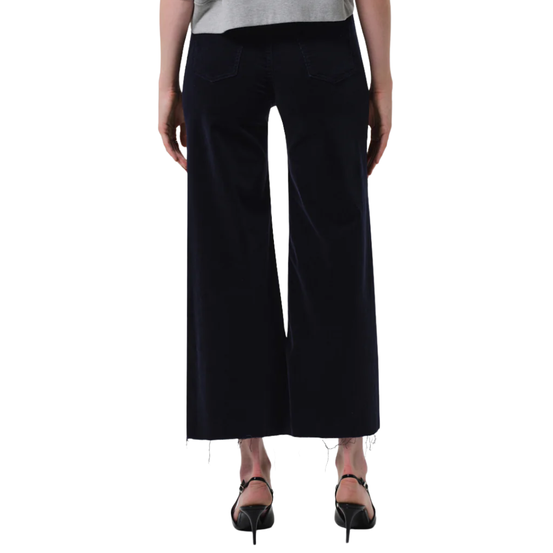 Lyra Wide Leg Crop Corduroy in Navy