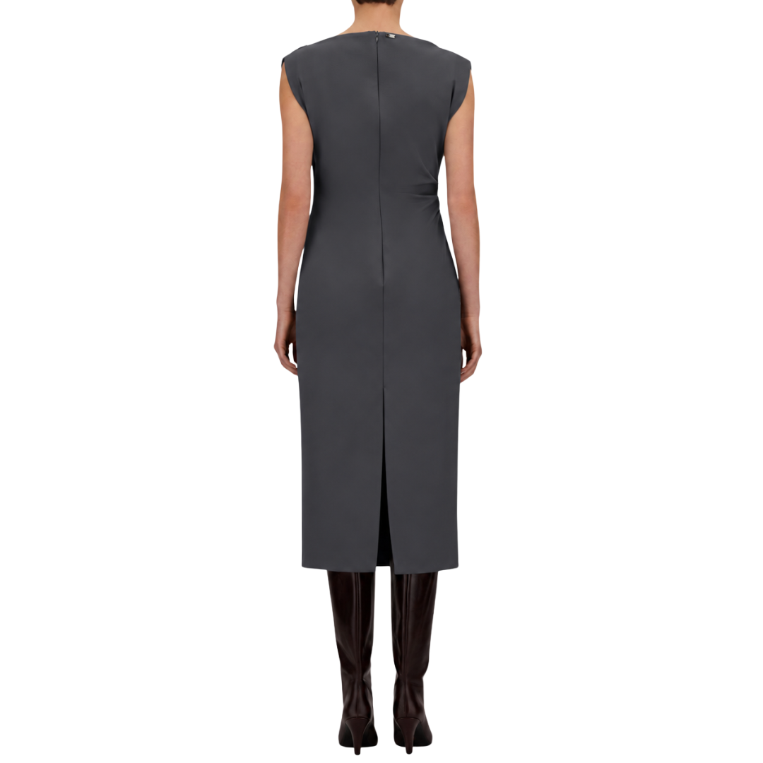 Bi-Stretch Fabric Dress in Dark Grey