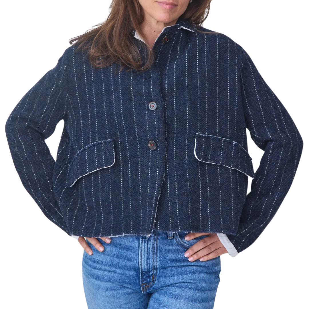 Vada Jacket in Navy Pinstripe