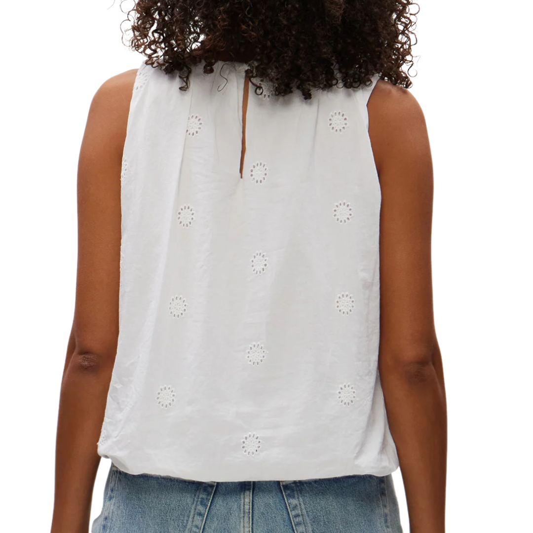 Hazel Eyelet Bubble Top in White