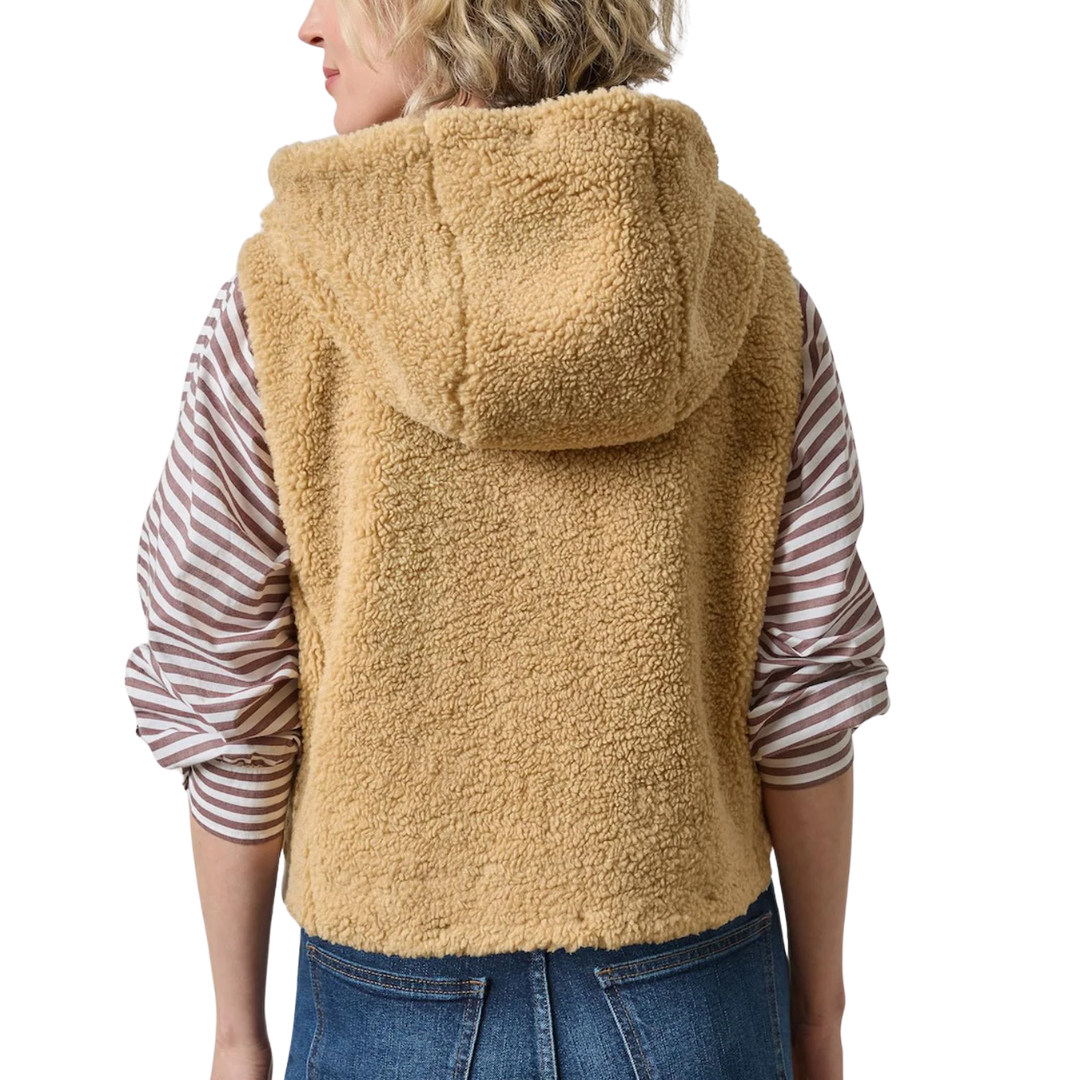 Hooded Sherpa Vest in Sable