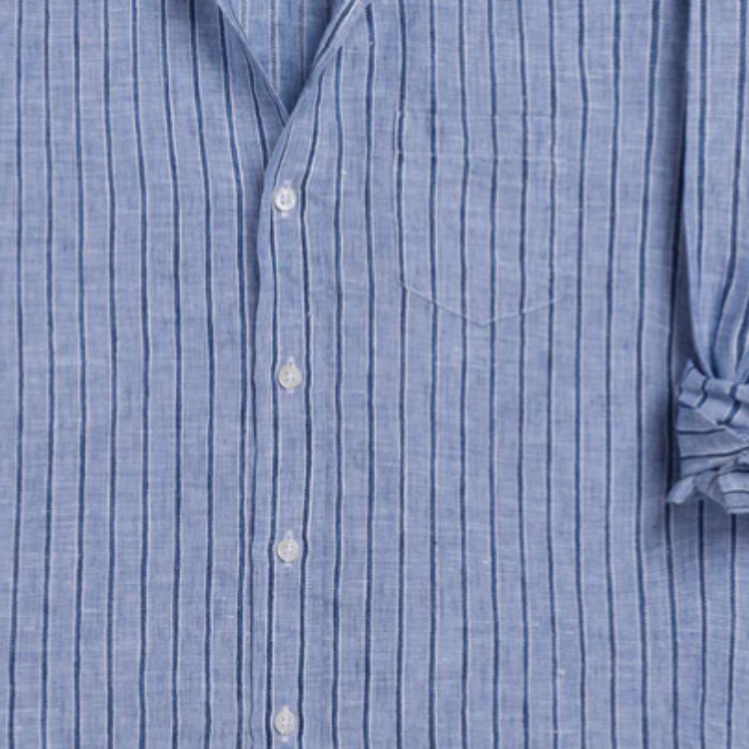 Eileen Relaxed Button-Up Shirt in Blue and Navy Stripe