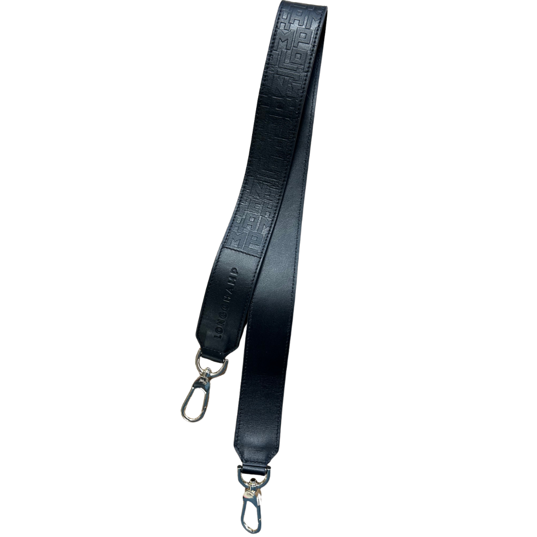 35" Leather Bag Strap in Black