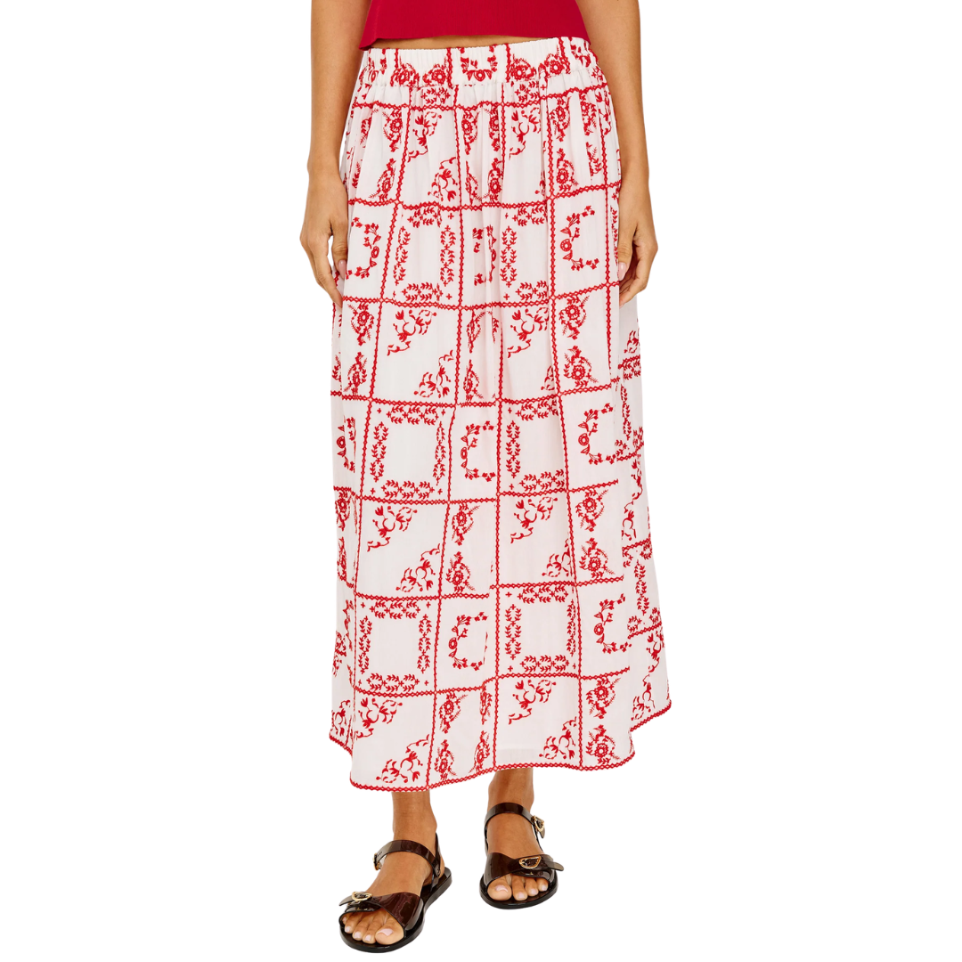 Dax Skirt in Ivory Red Handkerchief
