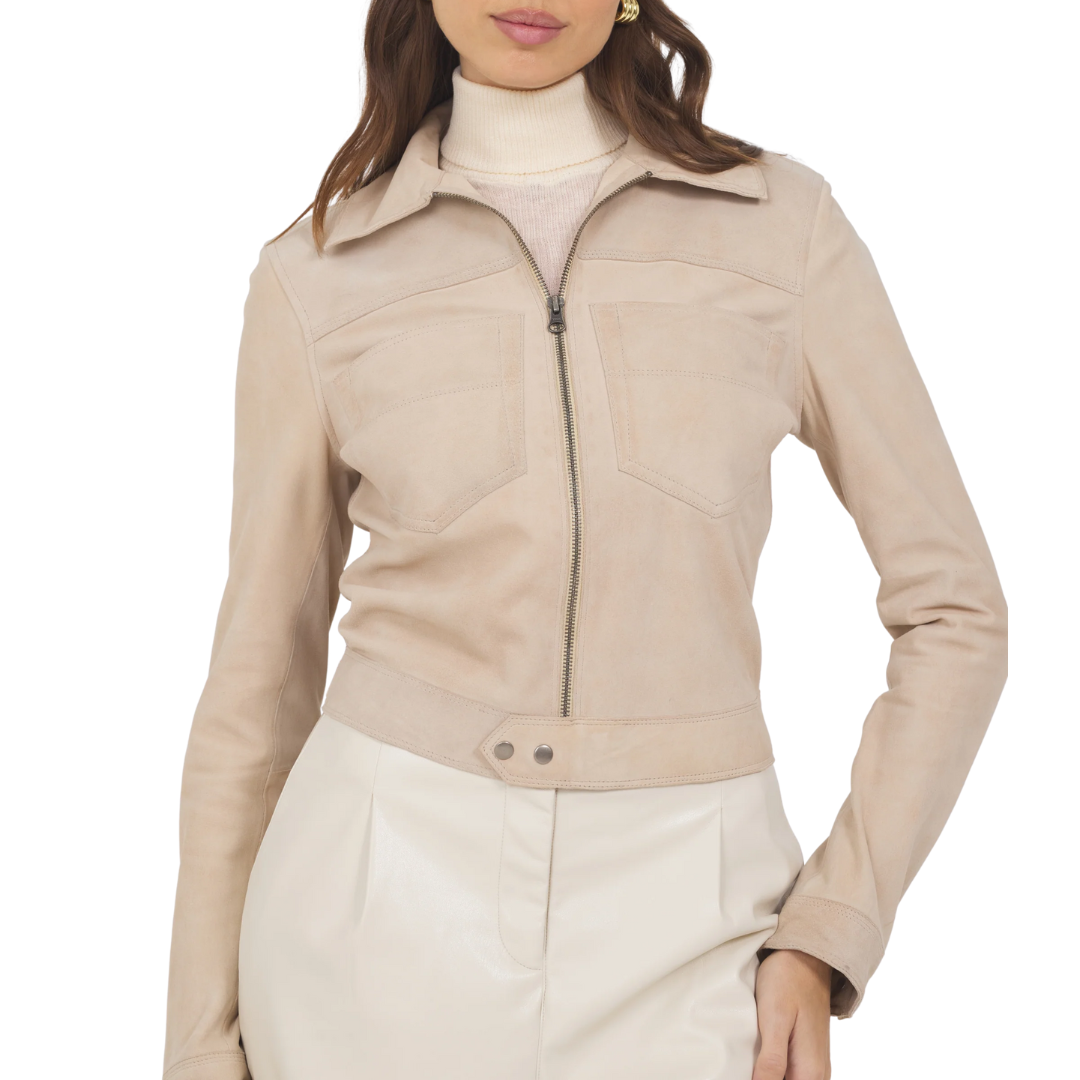 Hayden Waxed Suede Jacket in Driftwood