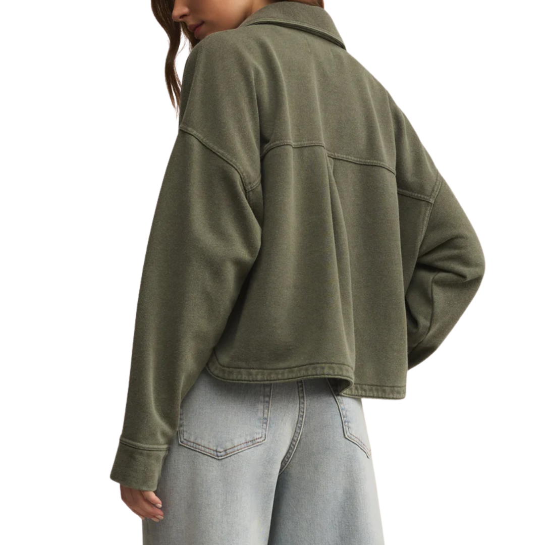 All Day Cropped Jacket in Hunter Green