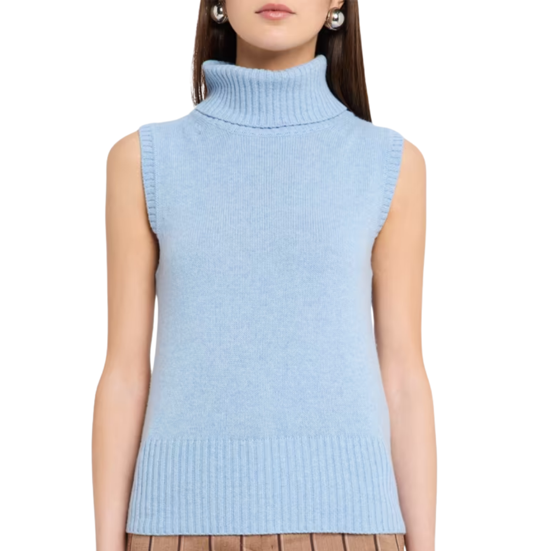 Mazzy Cashmere Shell in Pale Blue River Melange