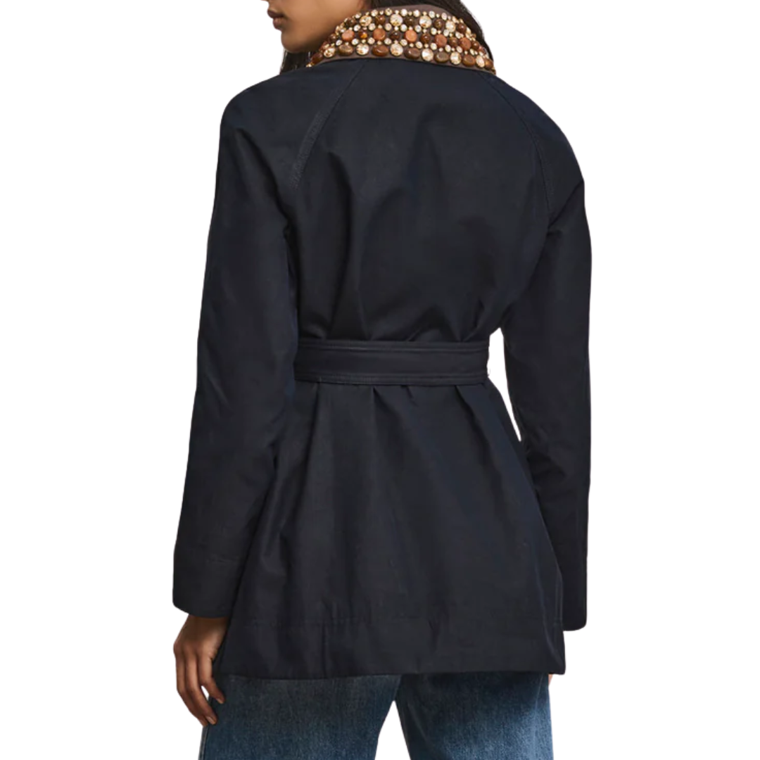Langham Belted Dickey Coat in Navy