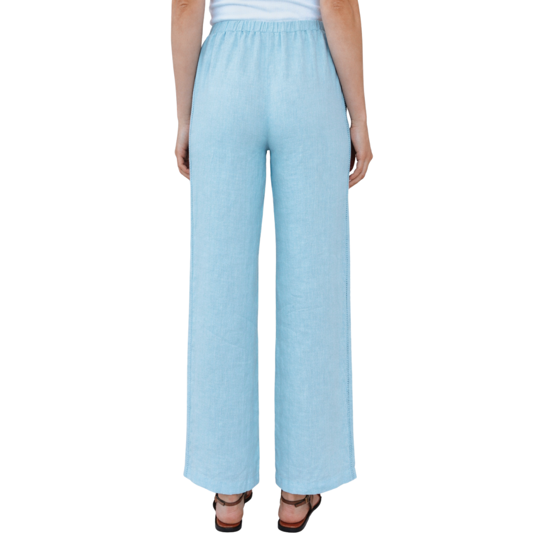 Beach Pant With Lattice Stripe in Blue Bell