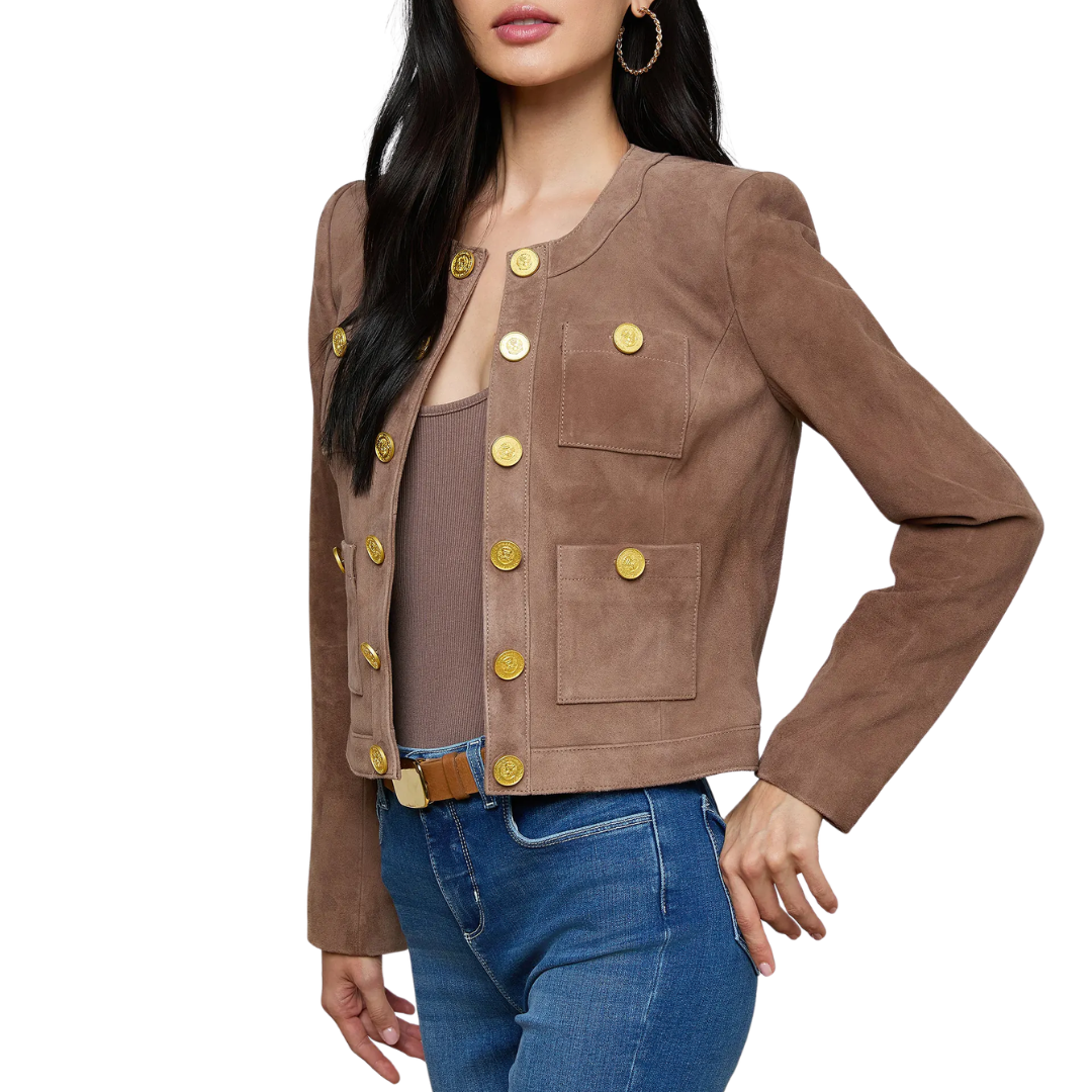 Jayde Collarless Jacket in Cardamom