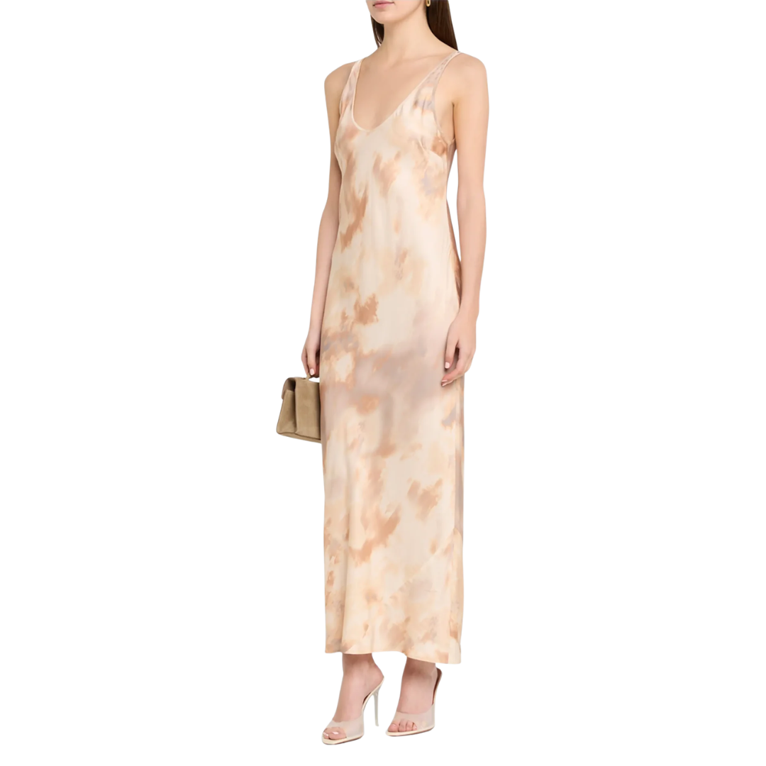 Akiya Satin Maxi Dress in Frappe Multi Tie-Dye