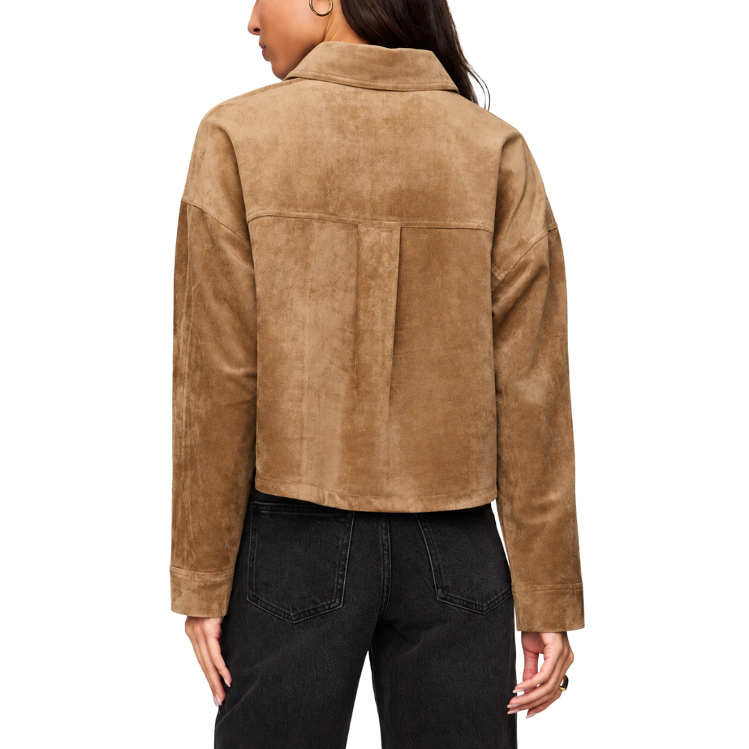 All Day Cropped Suede Jacket in Light Sand
