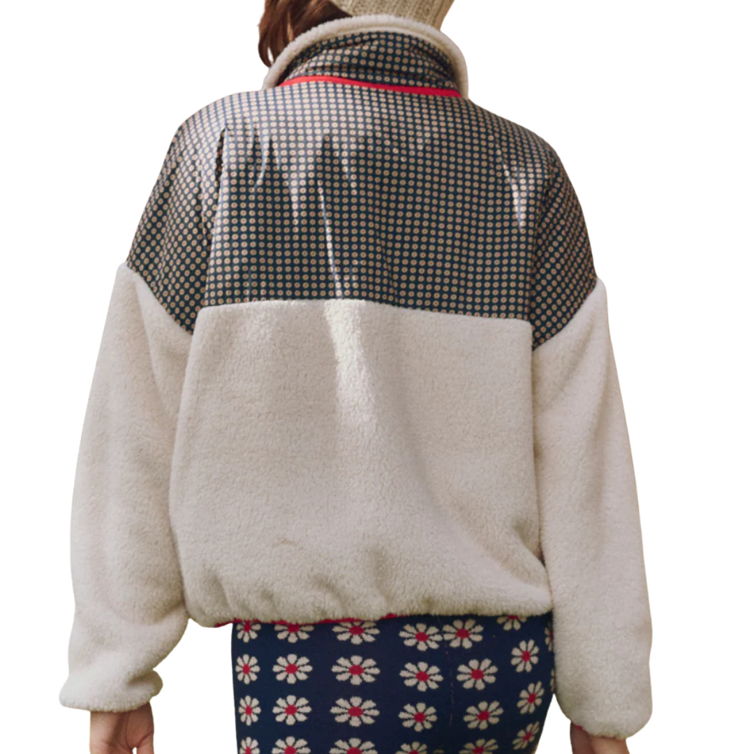 Print-Mix Plush Terrain Half-Zip in Mini Frosted Daisy & Cream