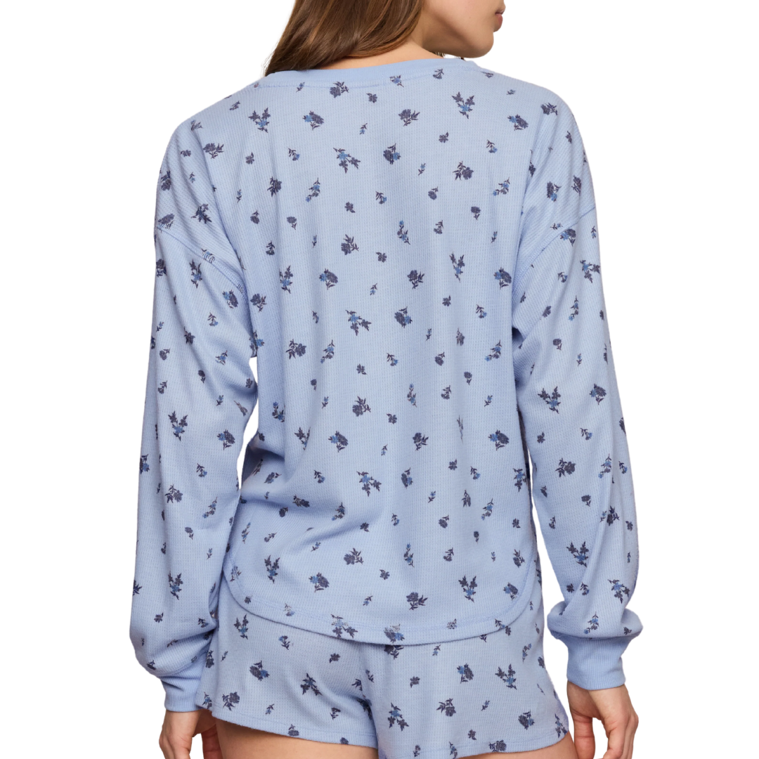 Floral Thermal Long Sleeve in Crystal Blue