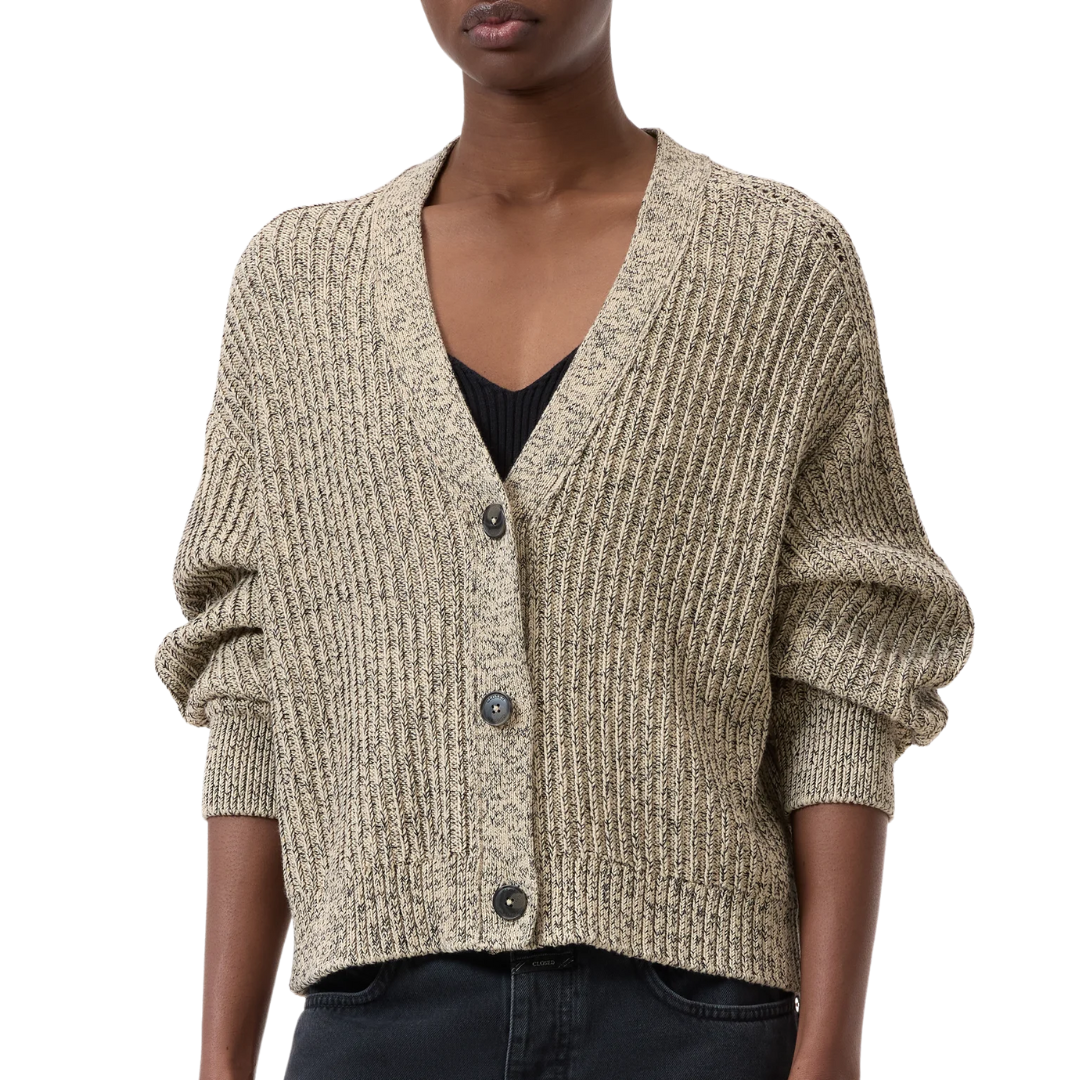 Mouliné Yarn Cardigan in Desert Beige