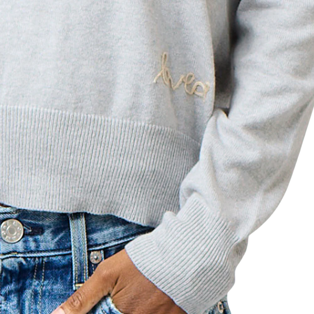 Patchwork Cotton Pullover in Silver Fox