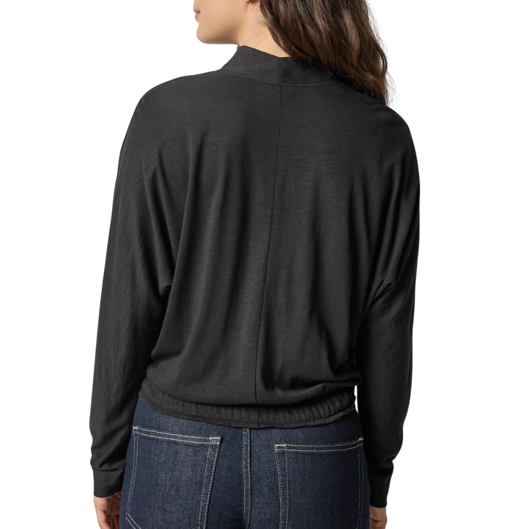 Shawl Collar Wedge Top in Black