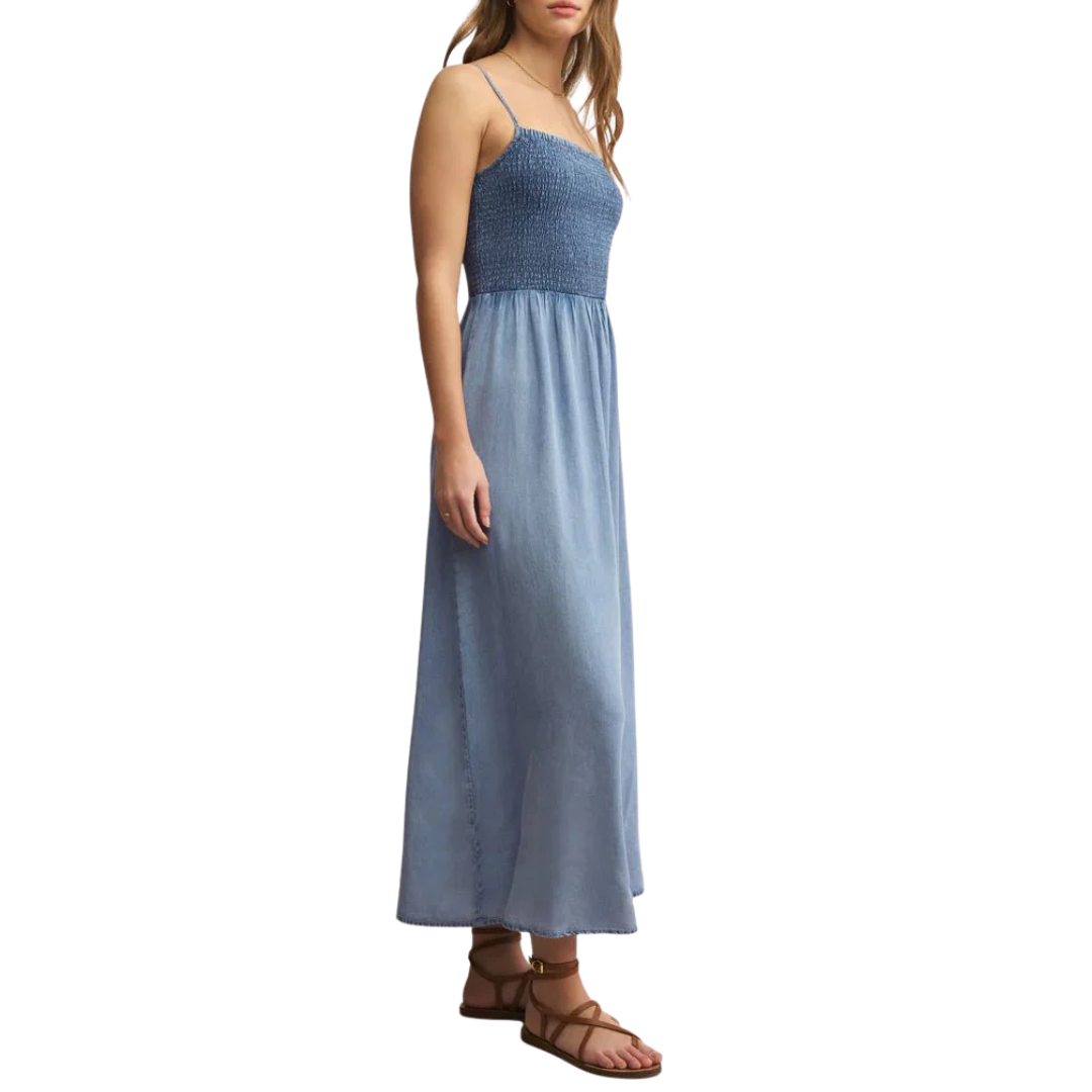 Bayside Chambray Maxi Dress in Medium Chambray