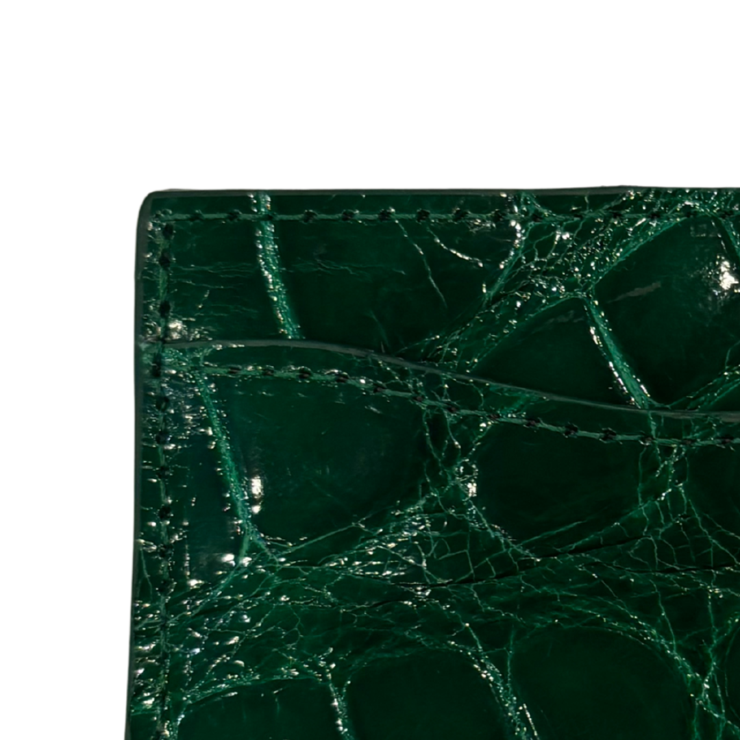 Alligator Card Case in Kelly Green