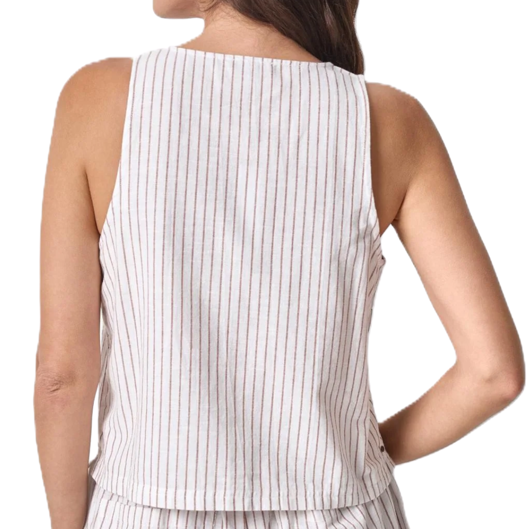 Sleeveless Zip Top in Bark Stripe