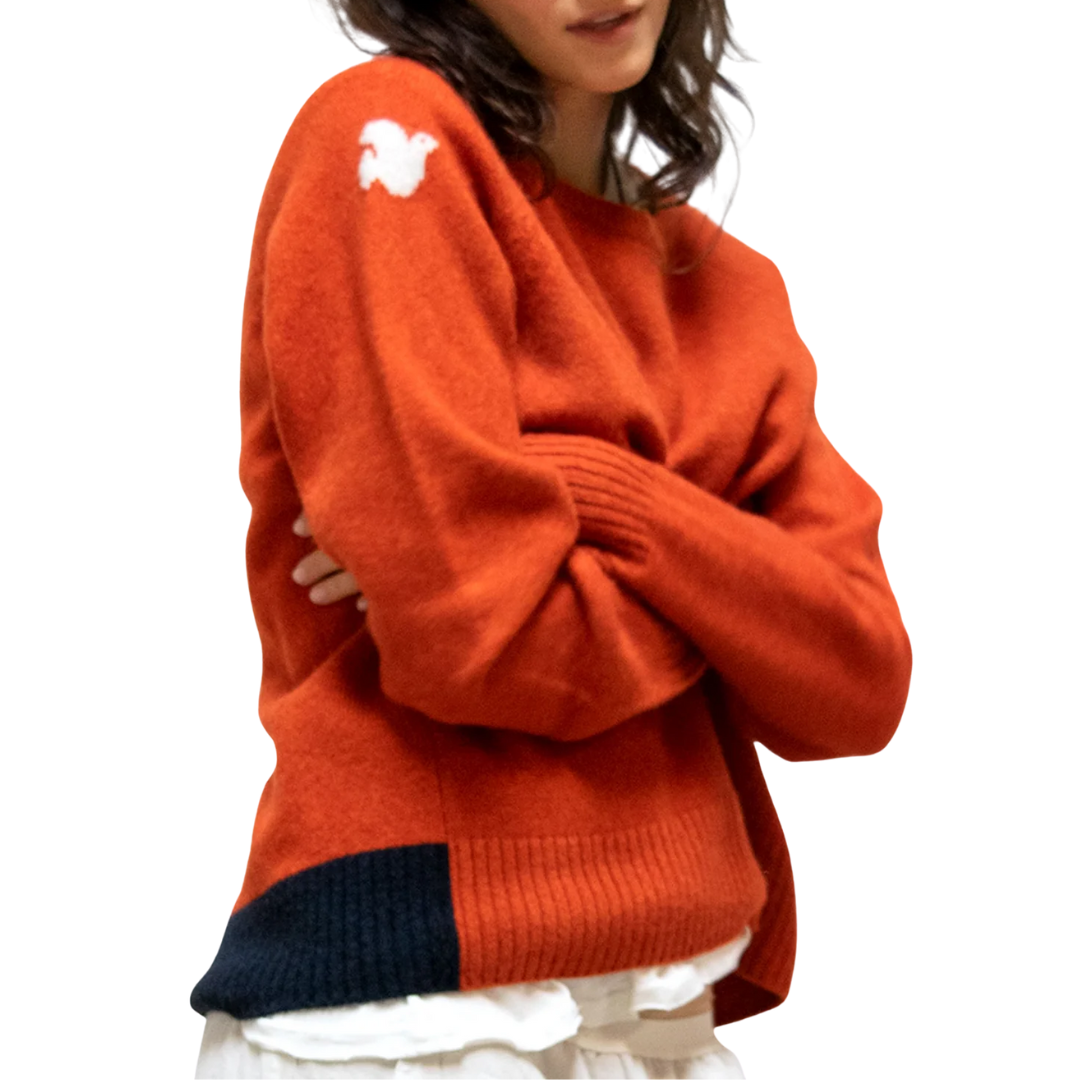Backstrike Cashmere Crew in Deeply Orange