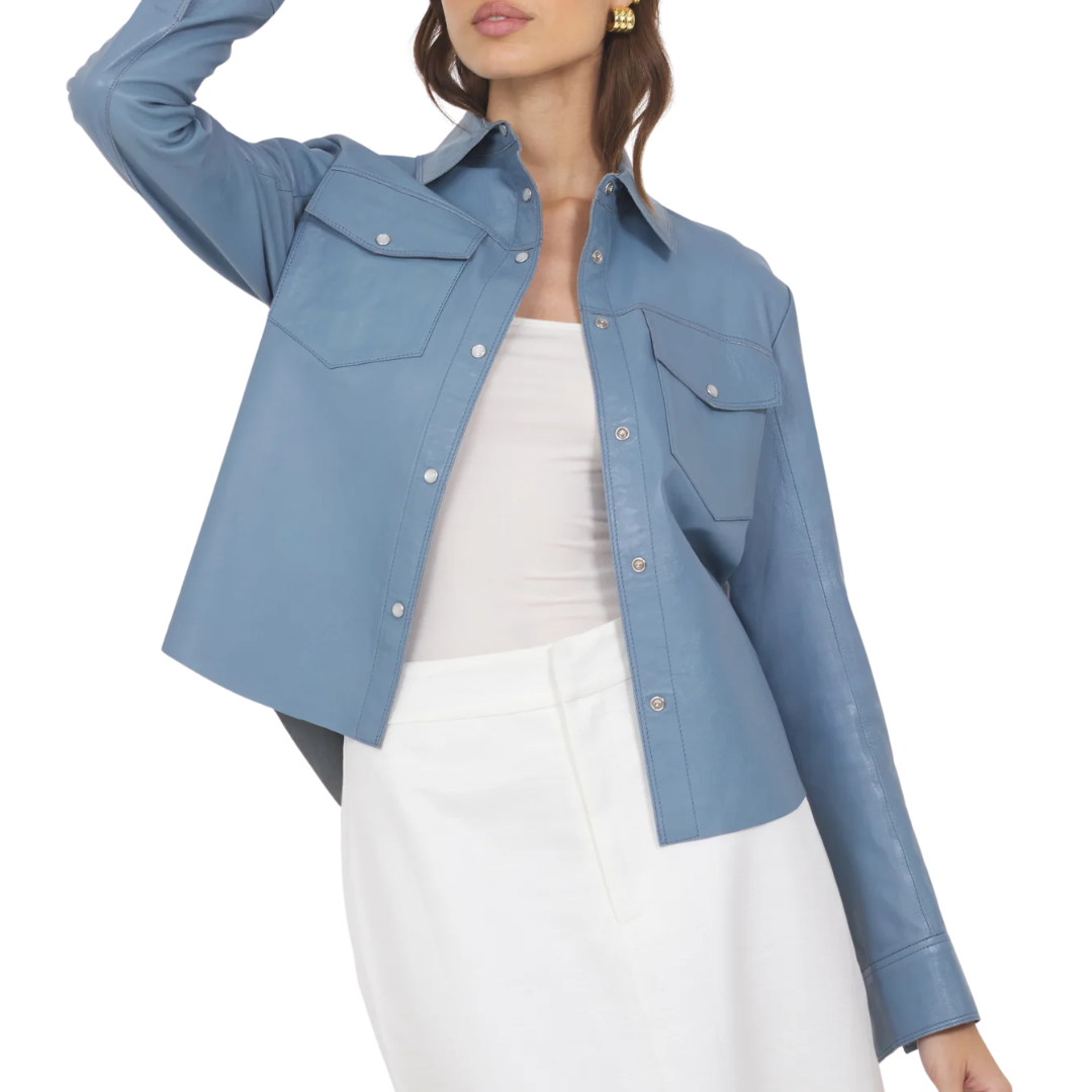 Rowan Vintage Leather Jacket in Ocean