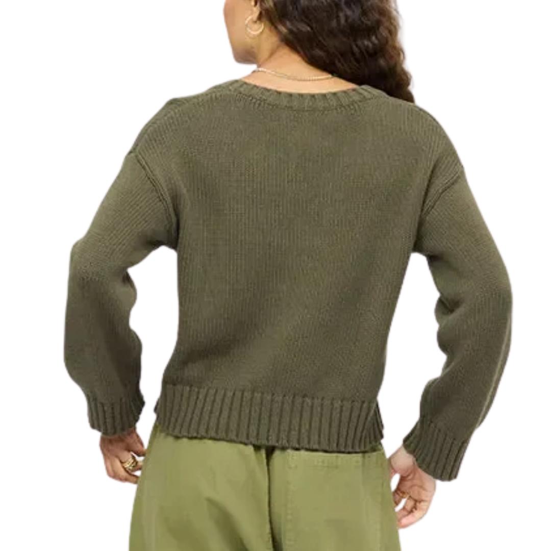 Saturday V-Neck Sweater in Army Green