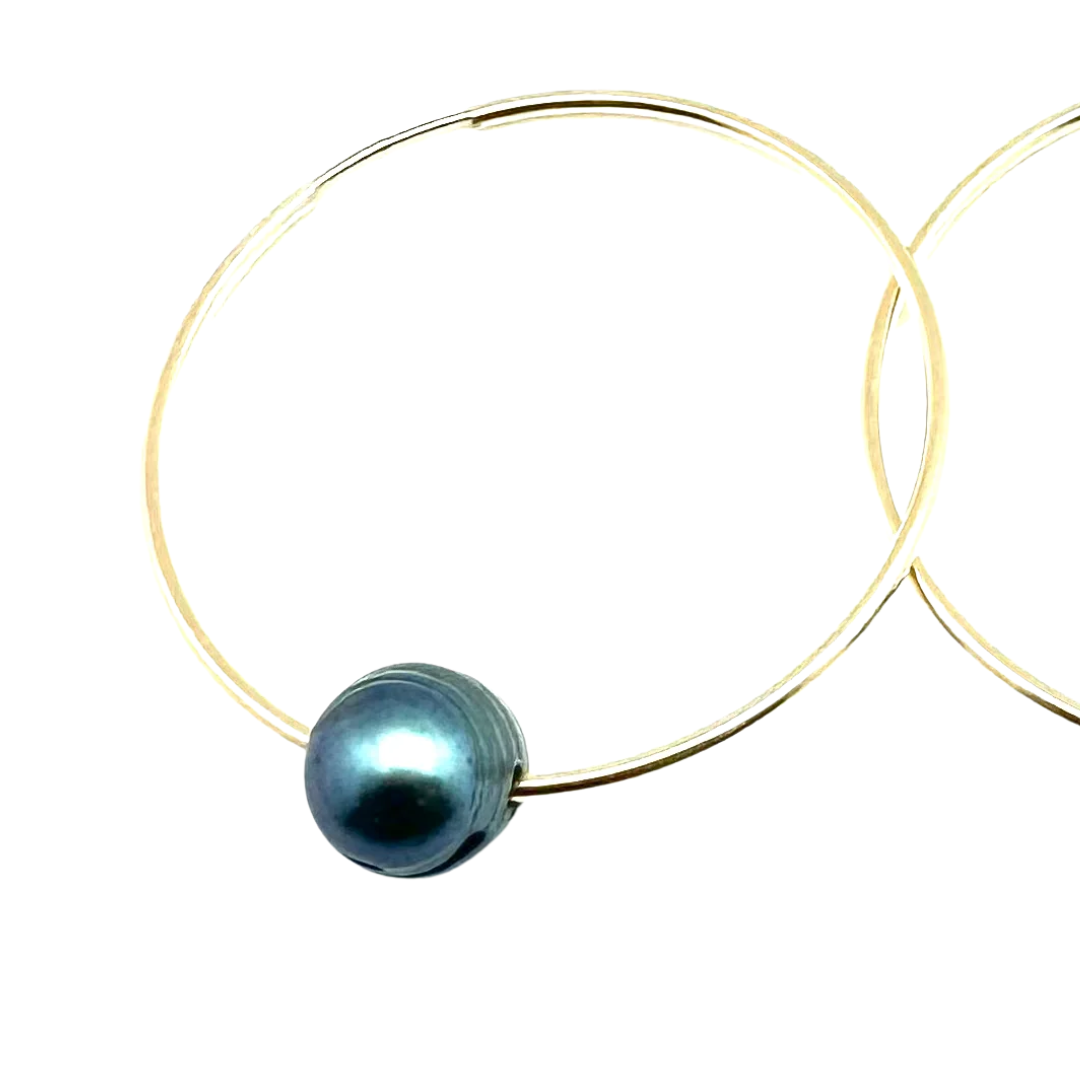 Mia Pearl Hoop in Gold Peacock