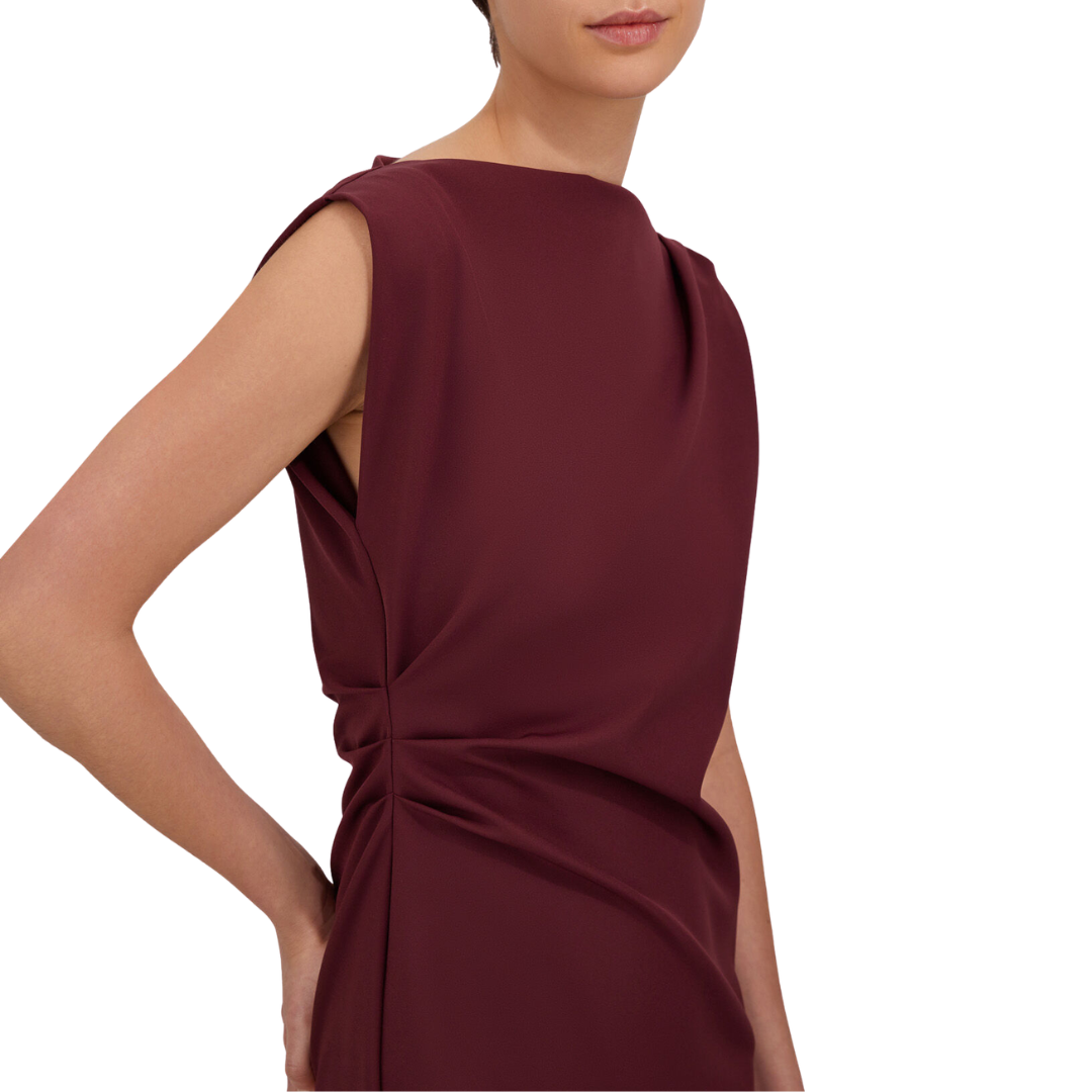 Bi-Stretch Fabric Dress in Bordeaux