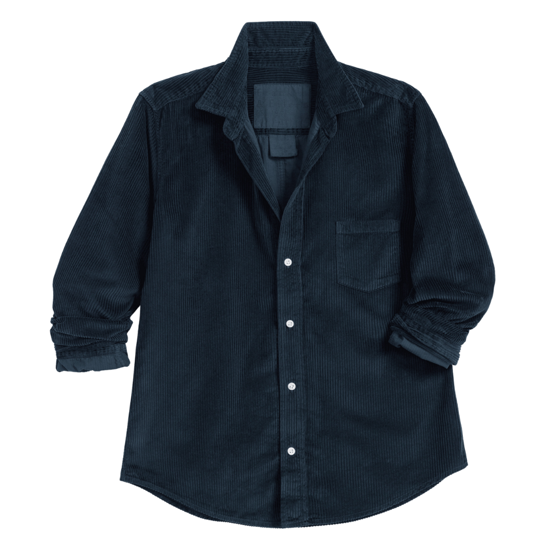 Barry Tailored Button-Up Shirt in Classic Navy Corduroy