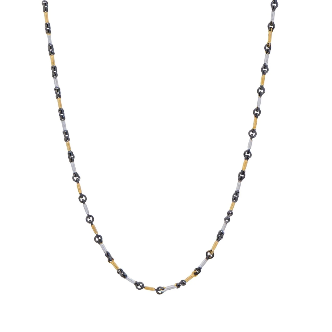 Signature Tri-Tone Bar Link Necklace