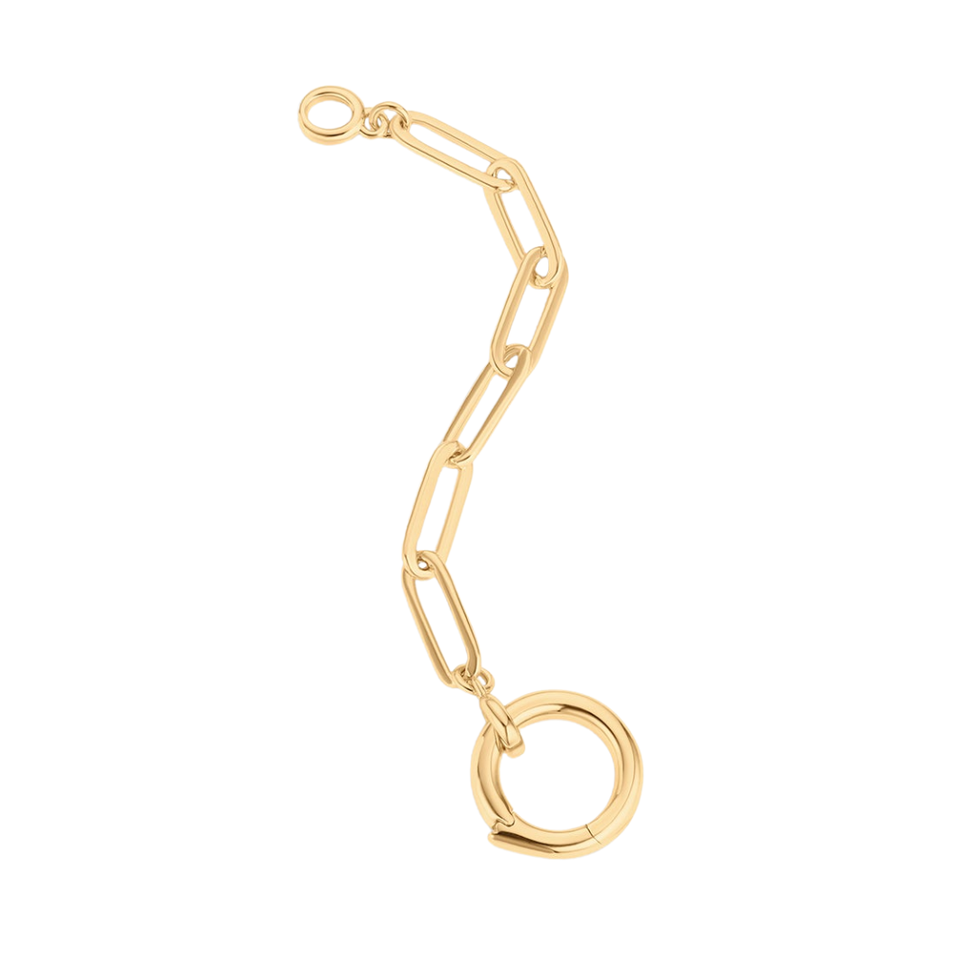 Finn Paperclip Charm Lariat Necklace in 14k Gold Plated